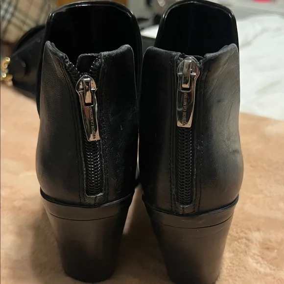 Vince Camuto Black Leather Ankle Boots - Picture 4 of 5